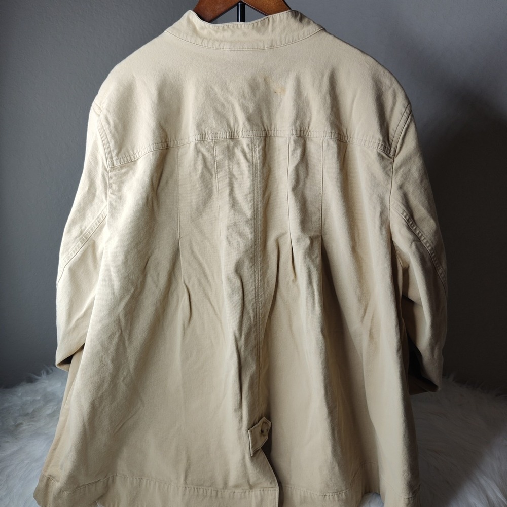 J. Jill Jacket Womens 2X Tan Button Front Mandarin Collar Pleated Back Stretch - Picture 2 of 5